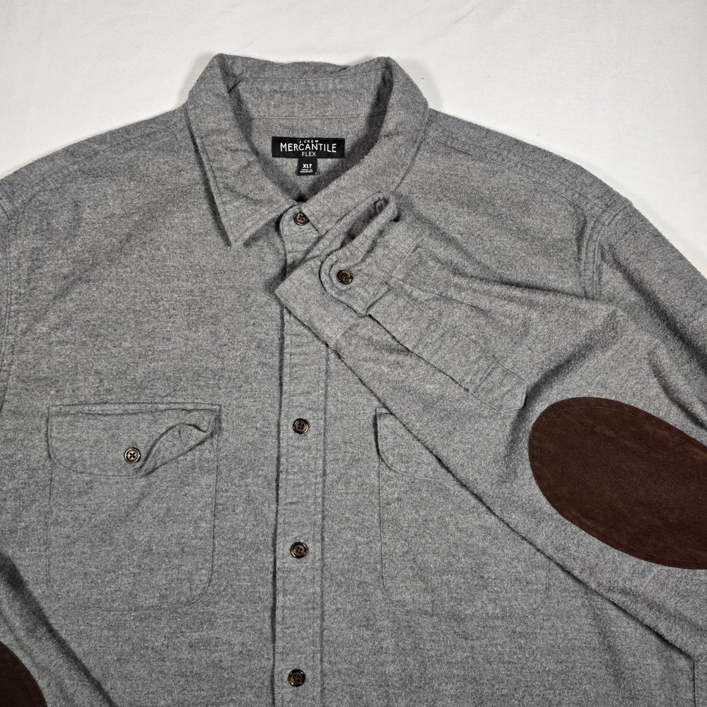 J.Crew‎ Mercantile Flex Flannel Shirt XLT Elbow Patch Heritage Men's